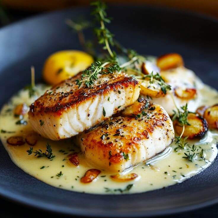 Pan-Roasted Sea Bass dish